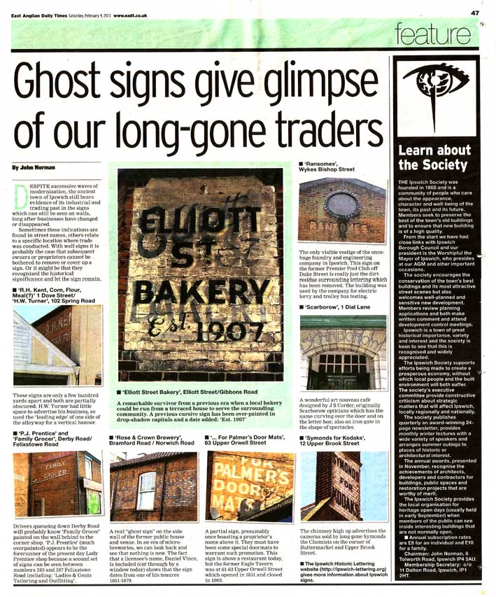 Ipswich Historic Lettering: EADT article