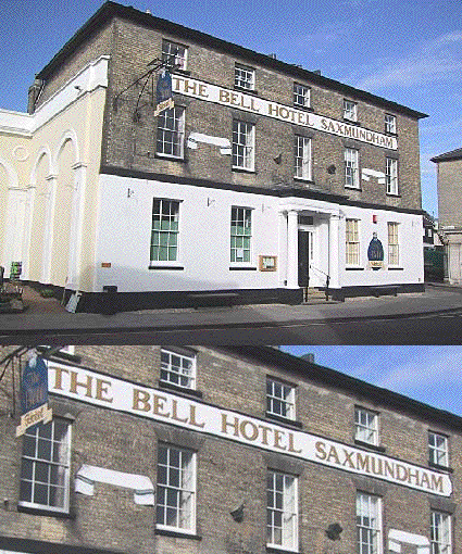 Ipswich HistoricLettering:  Saxmundham repainted Bell Hotel
