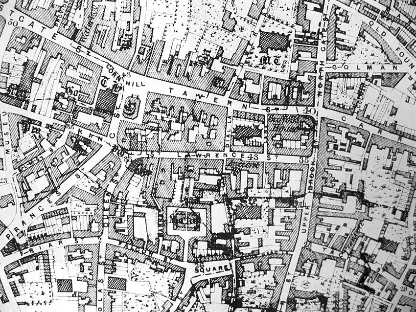 Ipswich Historic Lettering: Butter Market map 1867
