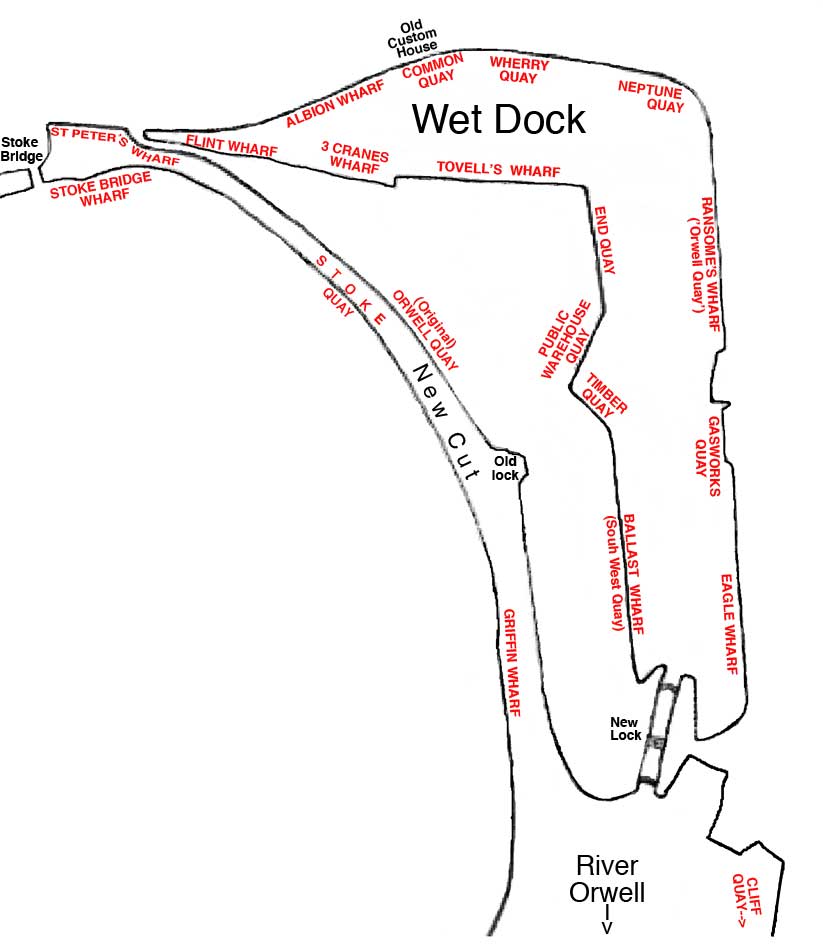 Ipswich Historic Lettering: Wet Dock map 6e