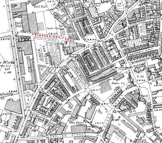 Ipswich Historic Lettering: Friars Bridge Road map 1902