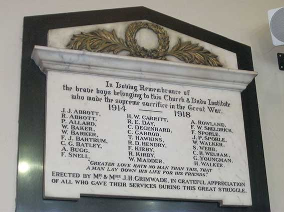 Ipswich Historic Lettering: St Clem Congregational war memorial