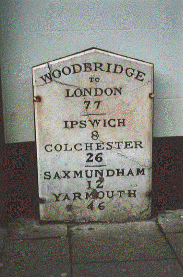 Ipswich Historic Lettering: Woodbridge milestone