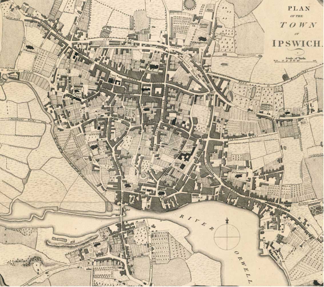 Ipswich Historic Lettering: map 1780