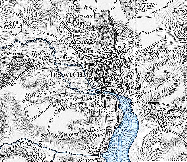 Ipswich Historic Lettering: Rivers map 1856