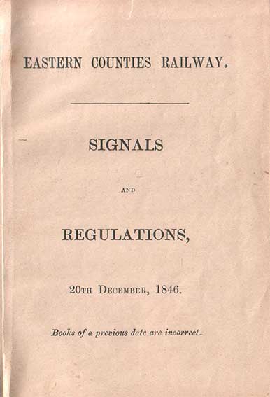 Ipswich Historic Lettering: Railway rule book title 1846