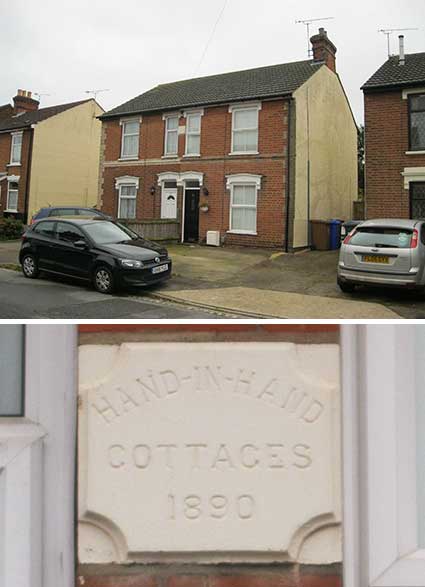 Ipswich Historic Lettering: Rosehill houses: Hand in hand