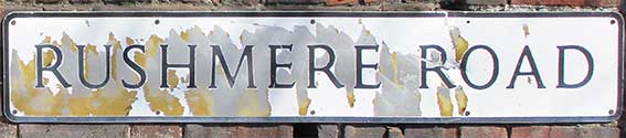 Ipswich Historic Lettering: Rushmere Road sign