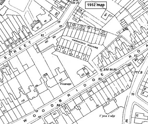 Ipswich Historic Lettering: Vicarage, Woodbridge Road map 1952