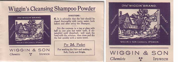 Ipswich Historic Lettering: Wiggin Chemists shampoo