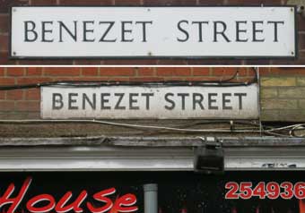Ipswich Historic Lettering: Benezet St sign