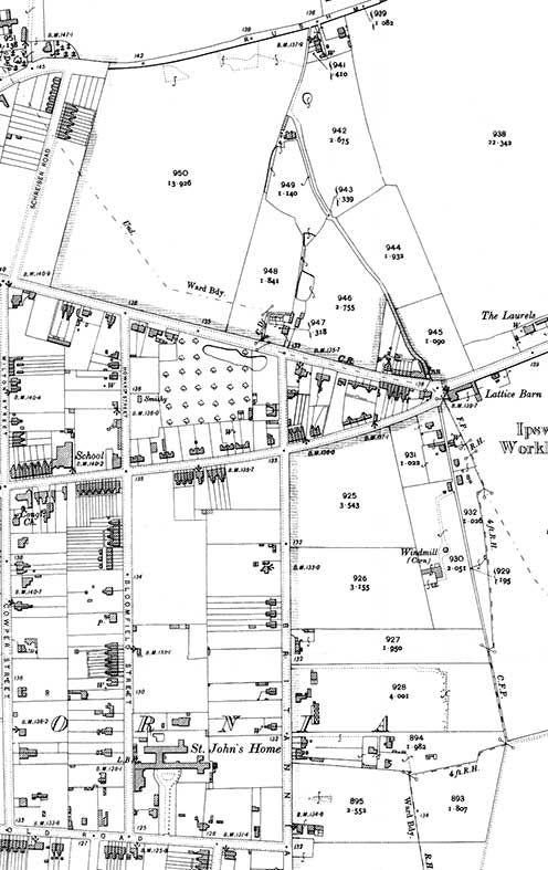 Ipswich Historic Lettering: Bloomfield St brickworks map 1900