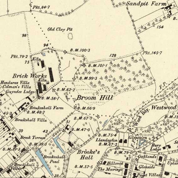 Ipswich Historic Lettering: Brookes Hall brickworks map 1884