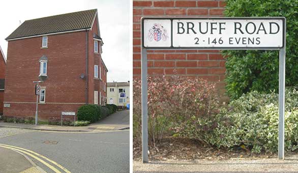 Ipswich Historic Lettering: Bruff Rd sign