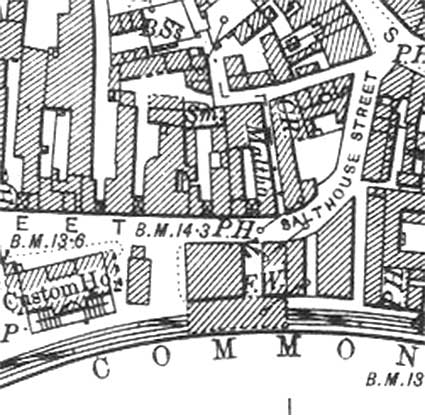 Ipswich Historic Lettering: Bull Inn 1902 map