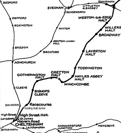 Ipswich Historic Lettering: Cheltenham Honeybourne Line map
