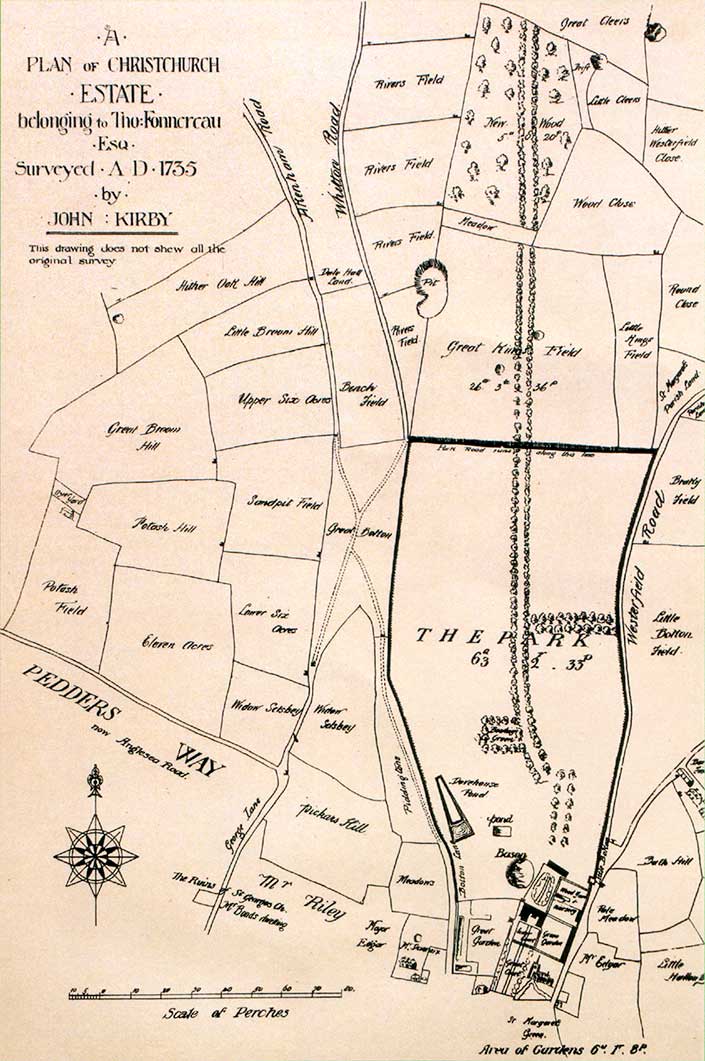 Ipswich Historic Lettering: Christchurch Park map 1735