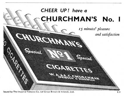 Ipswich Historic Lettering: Churchman's cigarette ad 1948