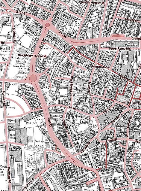 Ipswich Historic Lettering: Civic Drive map 2
