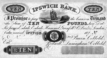 Ipswich Historic Lettering: Cobbolds Bank note