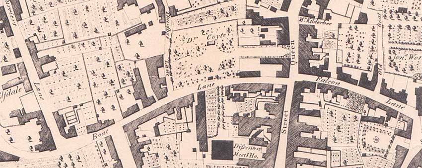 Ipswich Historic Lettering: Coytes Gardens map 1778