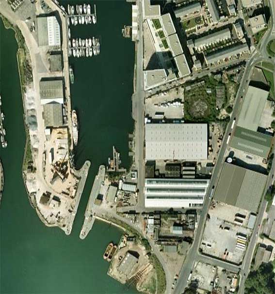 Ipswich Historic Lettering: Wet Dock lock aerial view