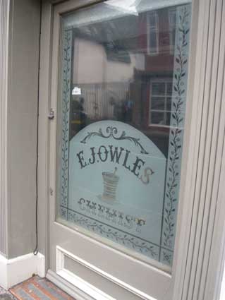 Ipswich Historic Lettering: E. Jowles Chemist 1