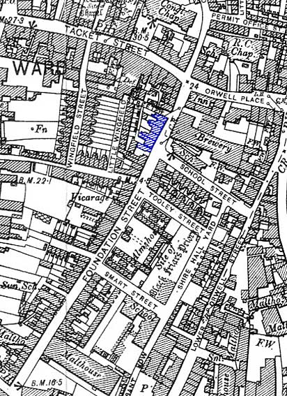 Ipswich Historic Lettering: Felaw's House map 1902