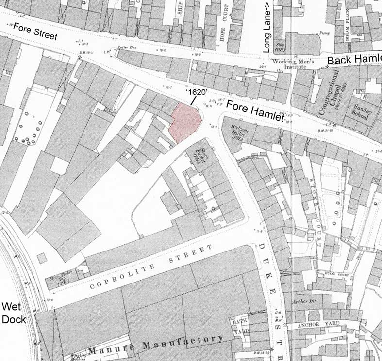 Ipswich Historic Lettering: Fore Street 1620 map