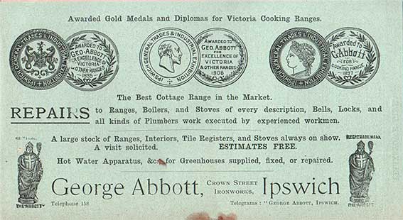 Ipswich Historical Lettering: George Abbott ironworks advert 1908