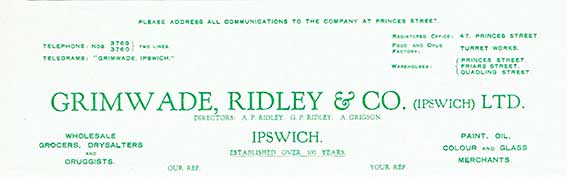 Ipswich Historic Lettering: Grimwade Ridley letter