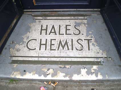 Ipswich Historic Lettering: Hales Chemist step cleared