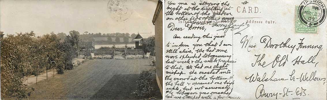 Ipswich Historic Lettering: Halifax House garden postcard