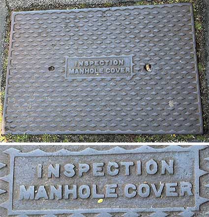 Ipswich Historic Lettering: Inspection manhole cover Woodbridge Road East