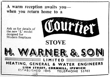 Ipswich Historic Lettering: Lion St advertisement H. Warner & Son