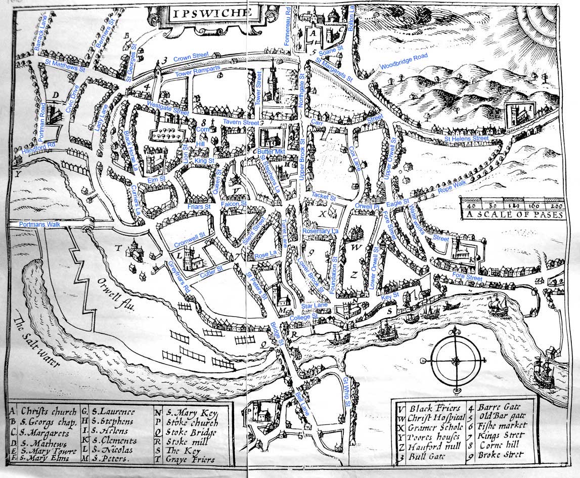 Ipswich Historic Lettering: map 1610 captions