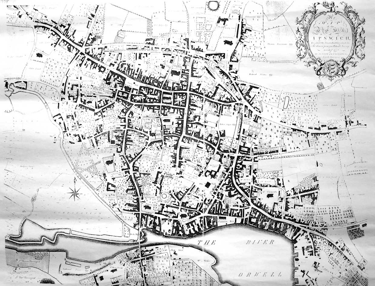 Ipswich Historic Lettering: Map of Ipswich 1778