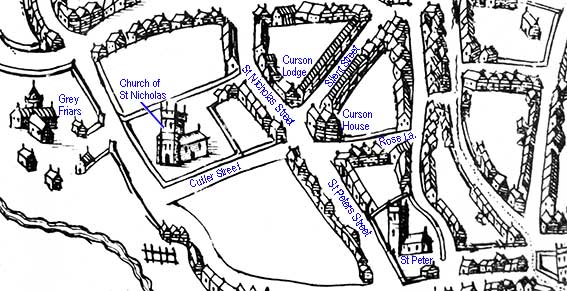 Ipswich Historic Lettering: Curson Lodge map 1610