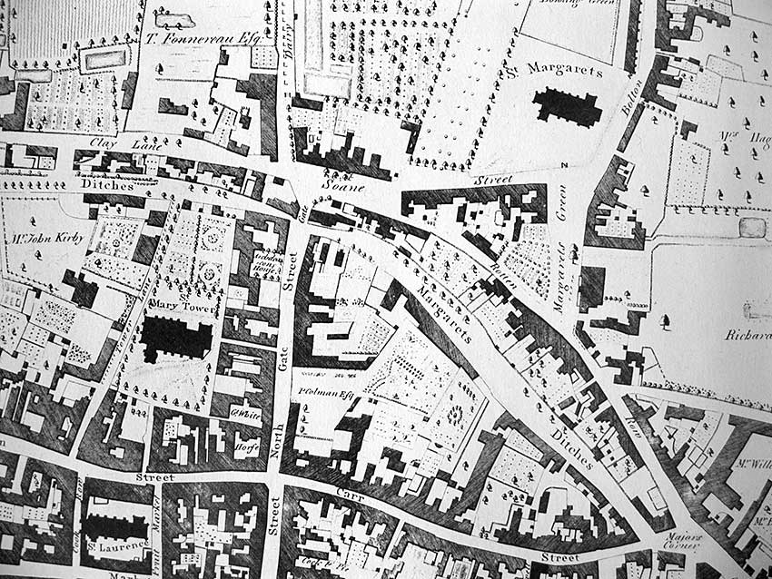 Ipswich Historic Lettering: North Gate map 1778