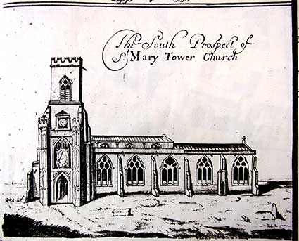 Ipswich Historic Lettering: St Mary-Le-Tower Ogilby map