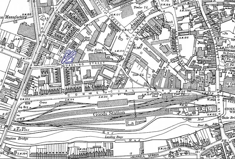 Ipswich Historic Lettering: Quadling Street map 1902