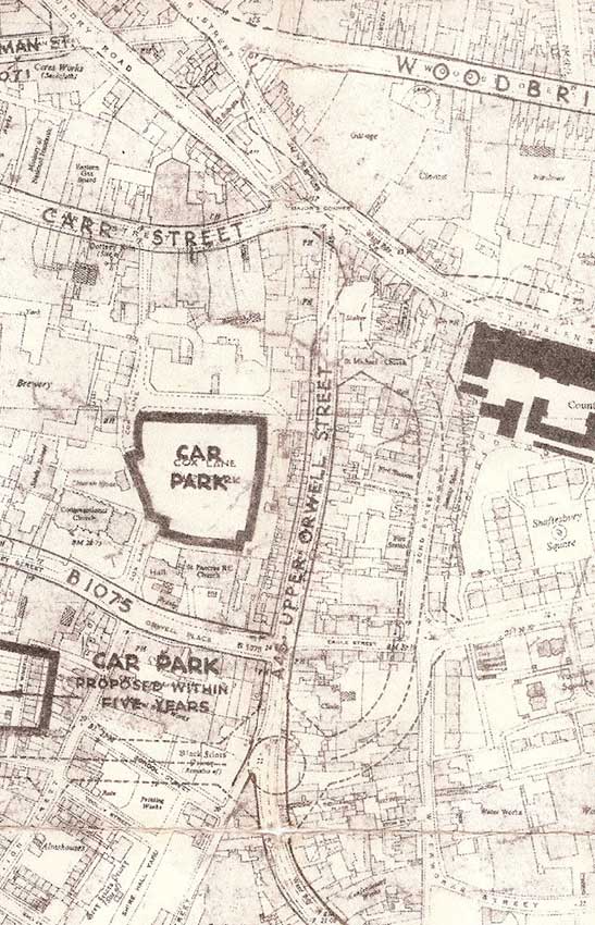 Ipswich Historic Lettering: Ring-road map 1960s 2