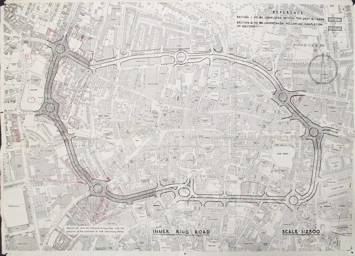 Ipswich Historic Lettering: Ring-road map 1958