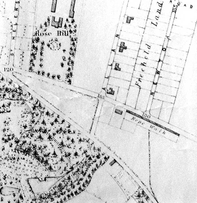 Ipswich Historic Lettering: Felixstowe Road rope walk map 1867