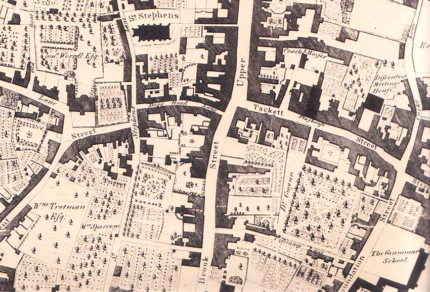 Ipswich Historic Lettering: Rosemary Lane map