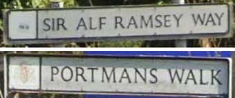 Ipswich Historic Lettering: Portmans Walk Sir Alf Ramsey Way small