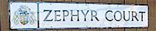 Ipswich Historic Lettering: Zephyr Court nameplate