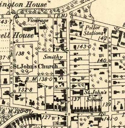 Ipswich Historic Lettering: St Johns Virage map 1884