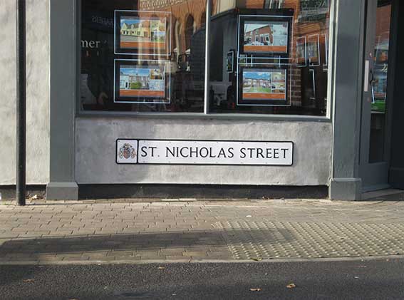 Ipswich Historic Lettering: St Nicholas Street sign