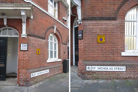 Ipswich Historic Lettering: St Nicholas St sign 2